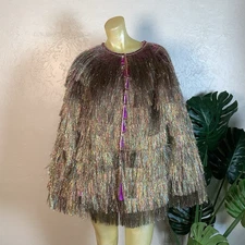 UTINNYC Rainbow Tinsel Fringe Jacket - Festival/Taylor Swift Karma Concert Wear