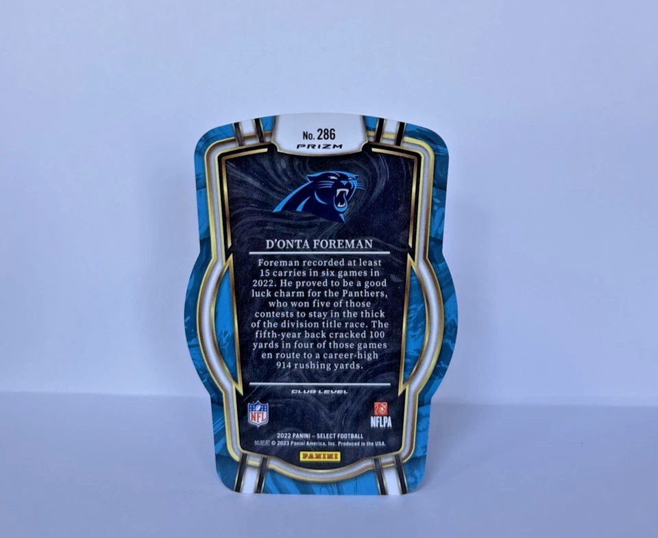 D'Onta Foreman - 2022 Panini Select Red and Blue Prizm Die Cut #286 Panthers - Image 2 of 2