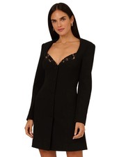 Adrianna by Adrianna Papell Women's Knit Crepe Blazer Dress - Black - 14