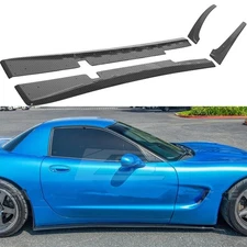 Side Skirts Rocker Panel Pair Carbon Fiber Look For 97-04 Corvette C5 ZR1 Style
