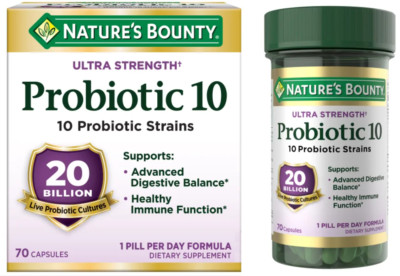 Nature's Bounty Ultra Strength Probiotic 10 Capsules 70 Ct Digestive Support