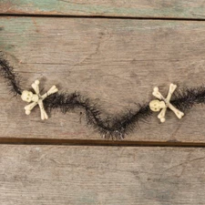 Ragon House Primitive 6' Skull and Tinsel Garland Halloween Decor