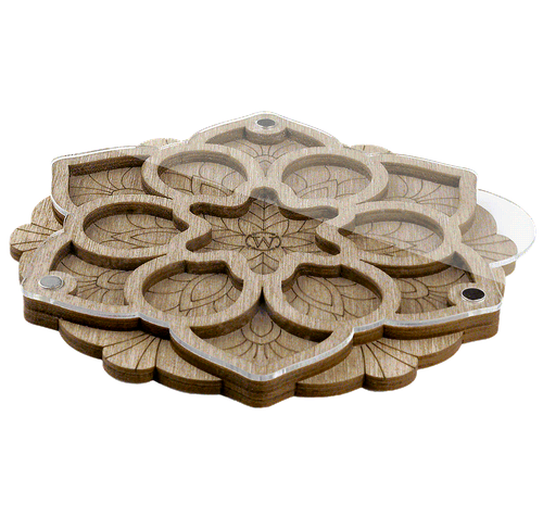 Wood bead organizer tray with lid "Flowers" - Picture 3 of 4