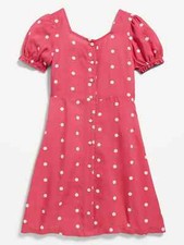 Old Navy NWT size XL 14-16 Puff-Sleeve Button-Front Fit  Flare Dress for Girls