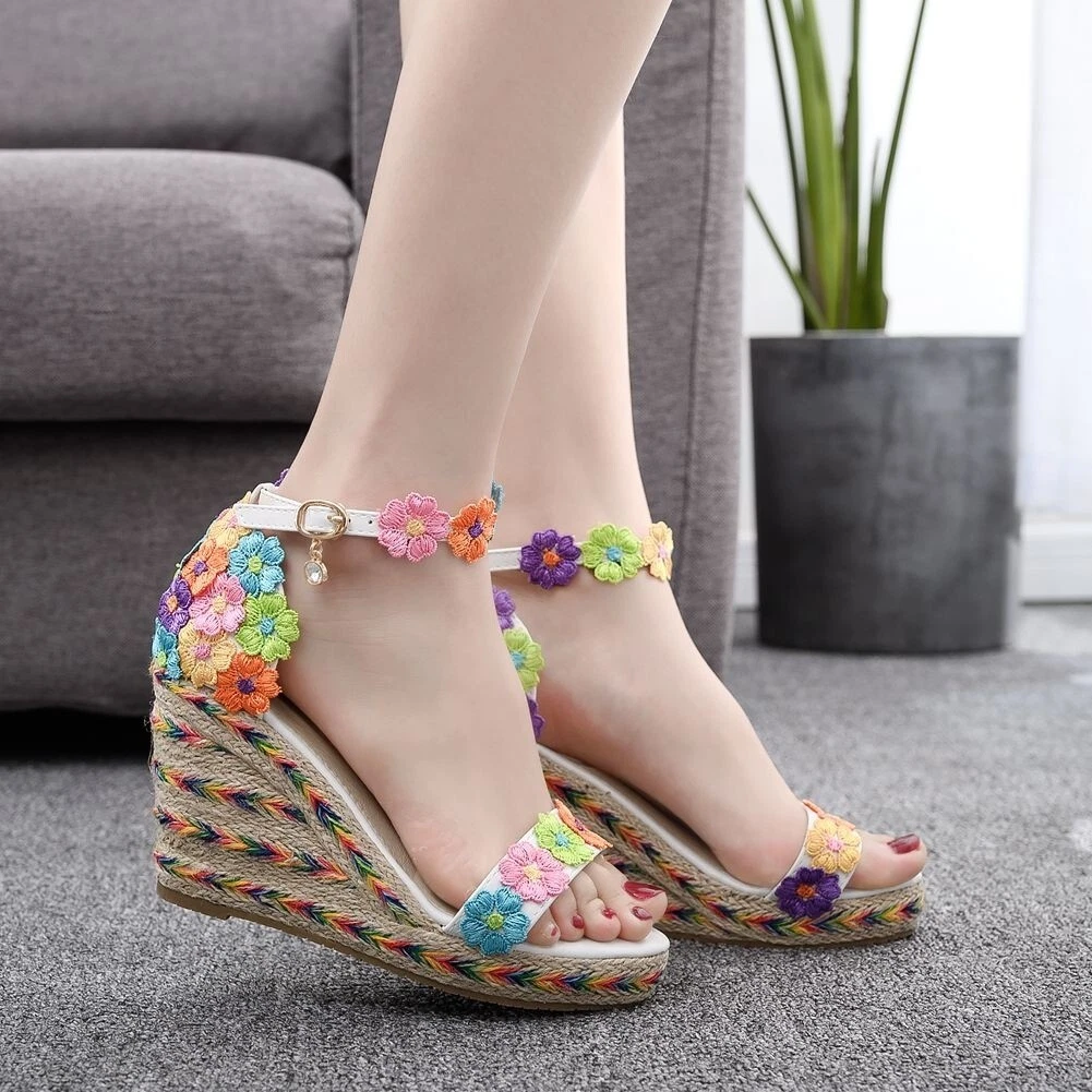 Womens Summer Beach Sandals Platform Slippers Wedge High Heels Thong  Flip-Flops | eBay