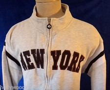 NYC New york baseball jacket jersey grey patch xl yankee brown giant vtg