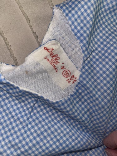 Vtg Baby Girl Apron Style Dress Flowers Retro 70s Infant Clothes Gingham Delly’s - Picture 5 of 7