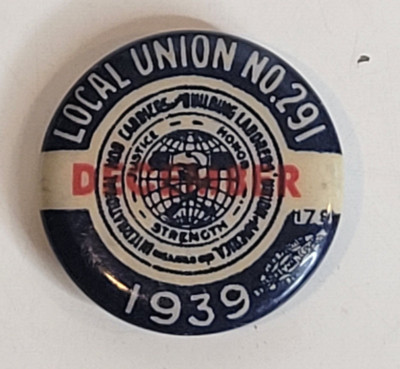 Vintage 1939 HOD Carriers Building & Common Laborers Union Pin Local 291