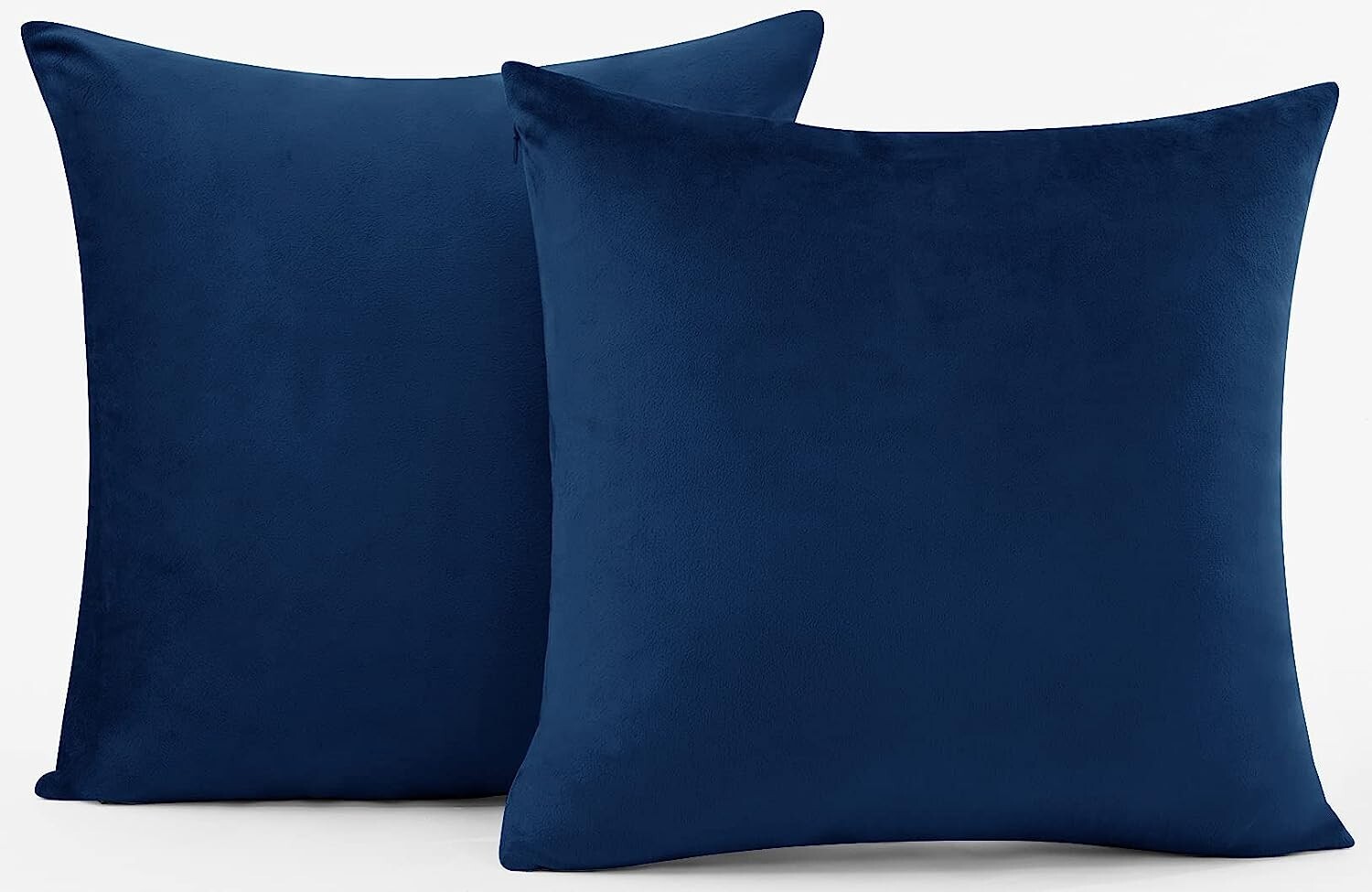 Throw Pillow Cover Velvet Blue 18 x 18 In Solid Pillow Cushion Set of 2 Sofa-image