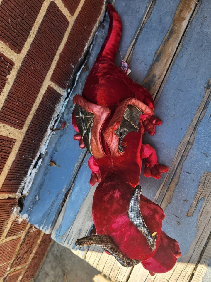 Douglas Ruby Red Dragon Shimmer Velvet And Gold Stuffed Animal Plush Toy 9” - Image 4 of 4