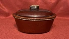 Vintage Hull Pottery 2 Quart Oval Casserole & Lid Brown Drip Stoneware