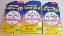 3pk Compound W Maximum Strength Fast Acting Liquid Warts Remover 0.31oz Exp8/25