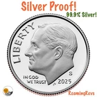 2025 S *SILVER PROOF* Roosevelt 10c Dime 99.9% Silver U.S. Mint Coin!