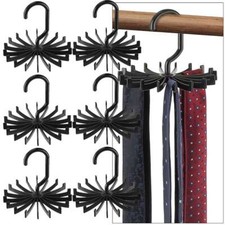 6PCS 360 Rotatable Tie Rack Hanger Organizer Scarf Belt Hook Storage Holder Set