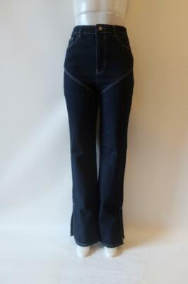 NWT Womens Boohoo Madison Beer Indigo Blue Dark Was Wide Leg Jeans