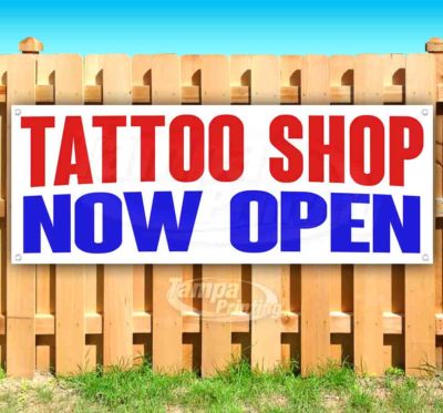 TATTOO SHOP NOW OPEN Advertising Vinyl Banner Flag Sign Many Sizes