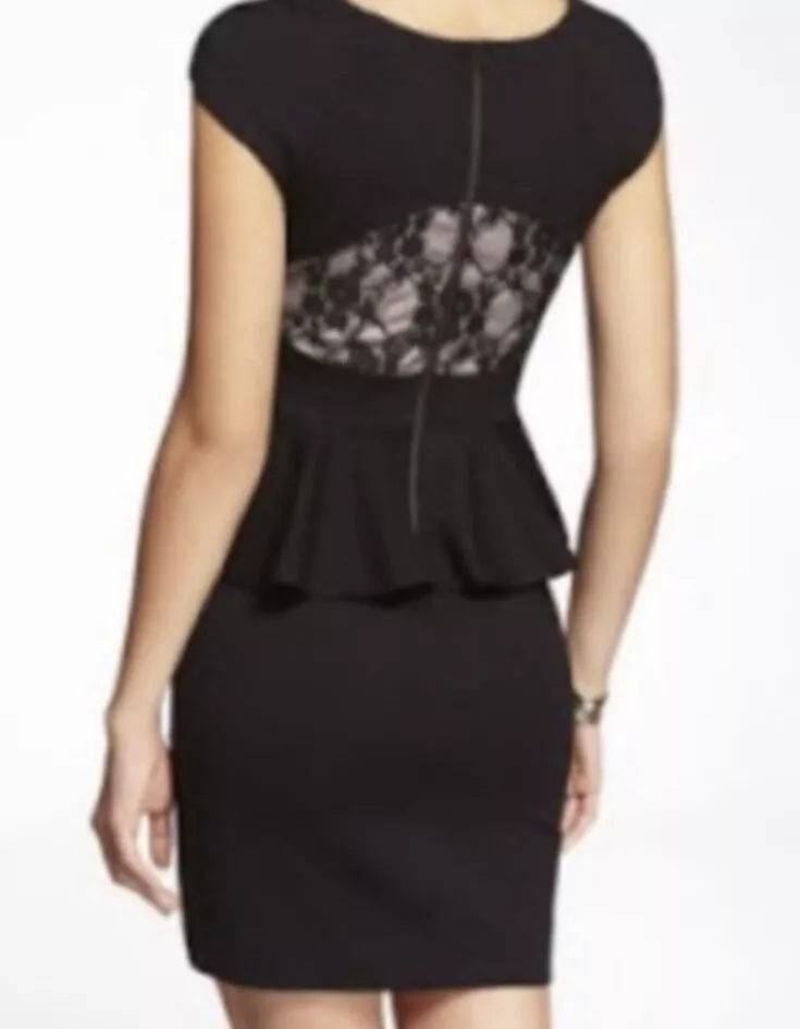 NWT EXPRESS Lace Back Black Peplum Dress sz.2 eBay
