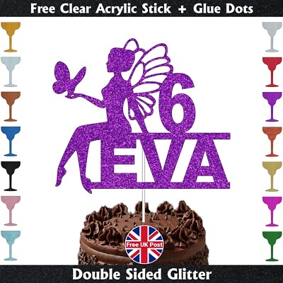 Personalised Girls Fairy Cake Topper Kids Princess Birthday Decor Any Name Age
