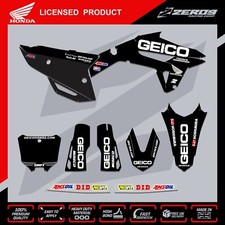 HONDA MX Graphics Kit Motocross Graphics Decals CR CRF CRF X 125-500 GEICO BLK