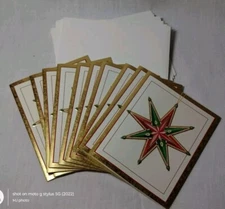 CASPARI STAR ORNAMENT CHRISTMAS CARDS BOX OF 10 W/ ENVELOPES 