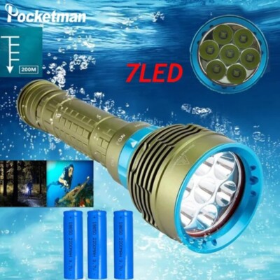 500000LM Professional Diving Flashlight IPX8 Waterproof LED Underwater Torch