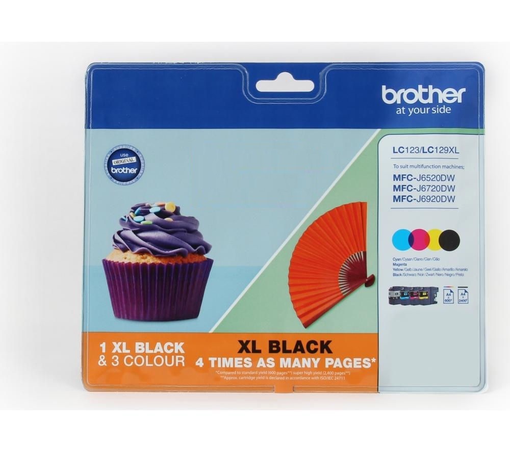 Genuine Original Brother LC123 & LC129XL BCMY Ink Cartridges Multipack Pack of 4
