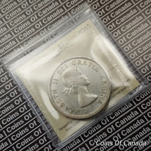1958 Canada $1 Silver Dollar Coin - ICCS MS 65 - BC Totem Pole #coinsofcanada