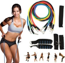 11 PCS Resistance Band Set Yoga Abs Exercise Fitness Tube Gym Home Workout Bands