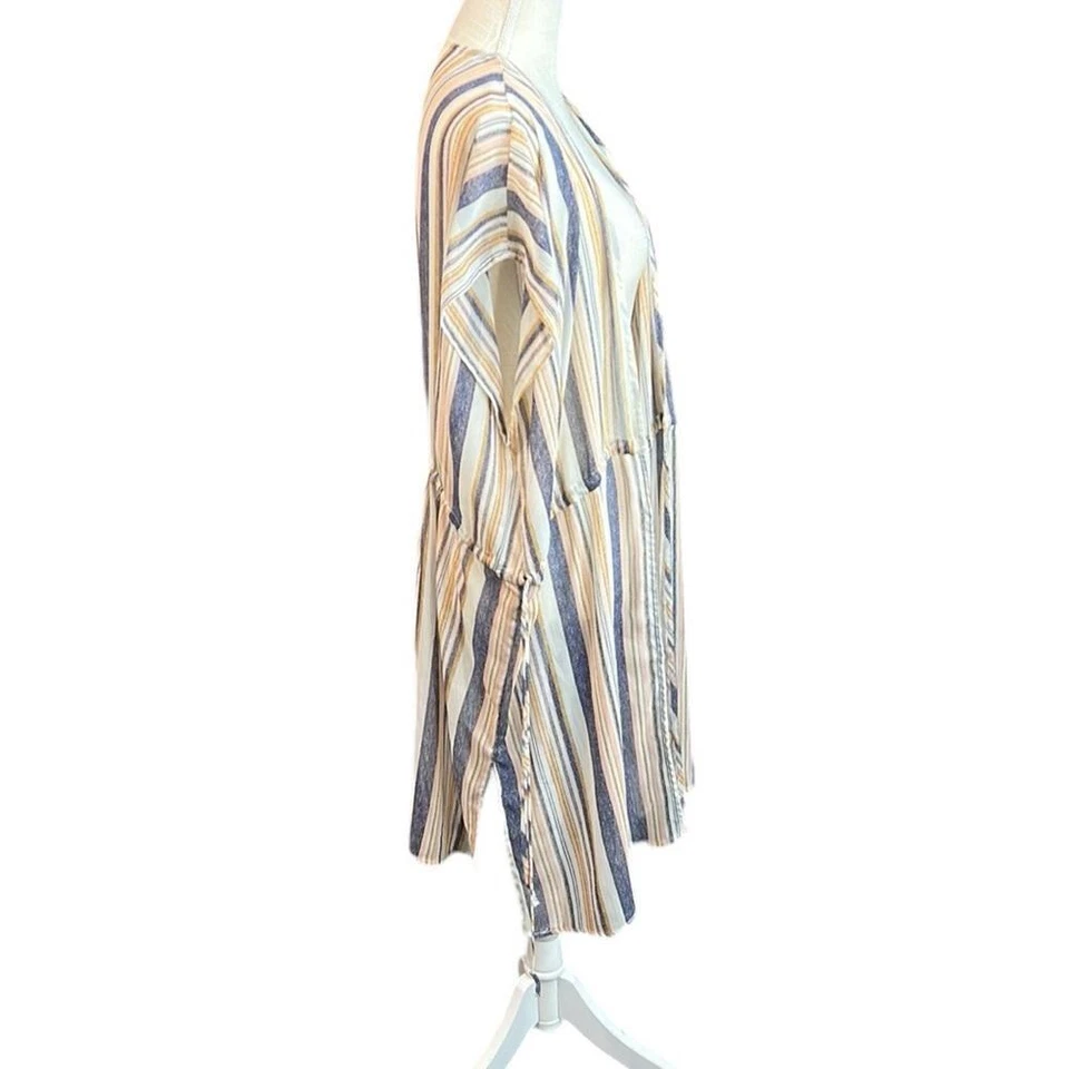 Кардиган Xhilaration с коротким рукавом в полоску женский размер L желтовато-коричневый синий розовый - Изображение 4 из 4