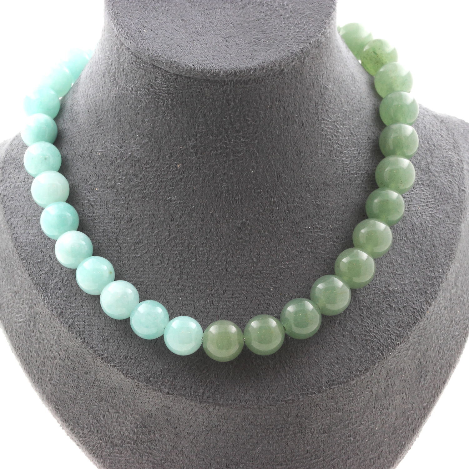 Collier perles Angélite 10 mm Aventurine bijoux minéraux naturels