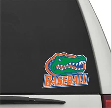 Florida Gators BASEBALL in ORANGE Slant w/ Gator Head Vinyl Decal UF Sticker