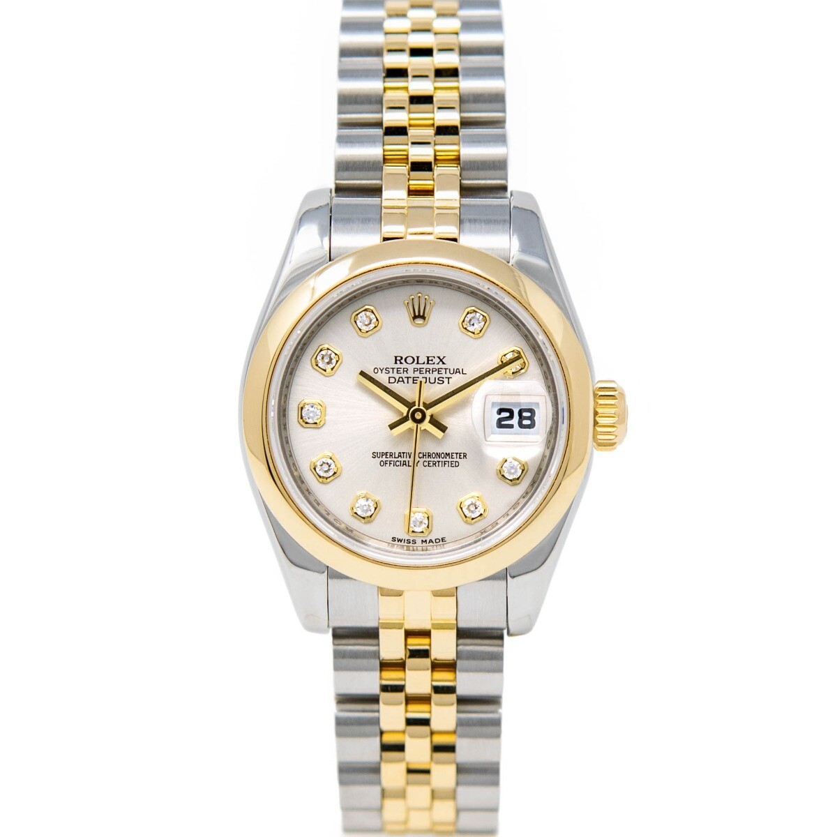 Rolex Lady-Datejust Gold & Steel 179163 Silver Diamond, Jubilee - Pre-owned