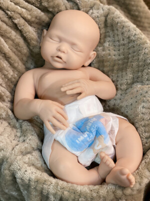 17in Full Body Silicone Baby Doll Reborn Baby Girl Doll Can Open