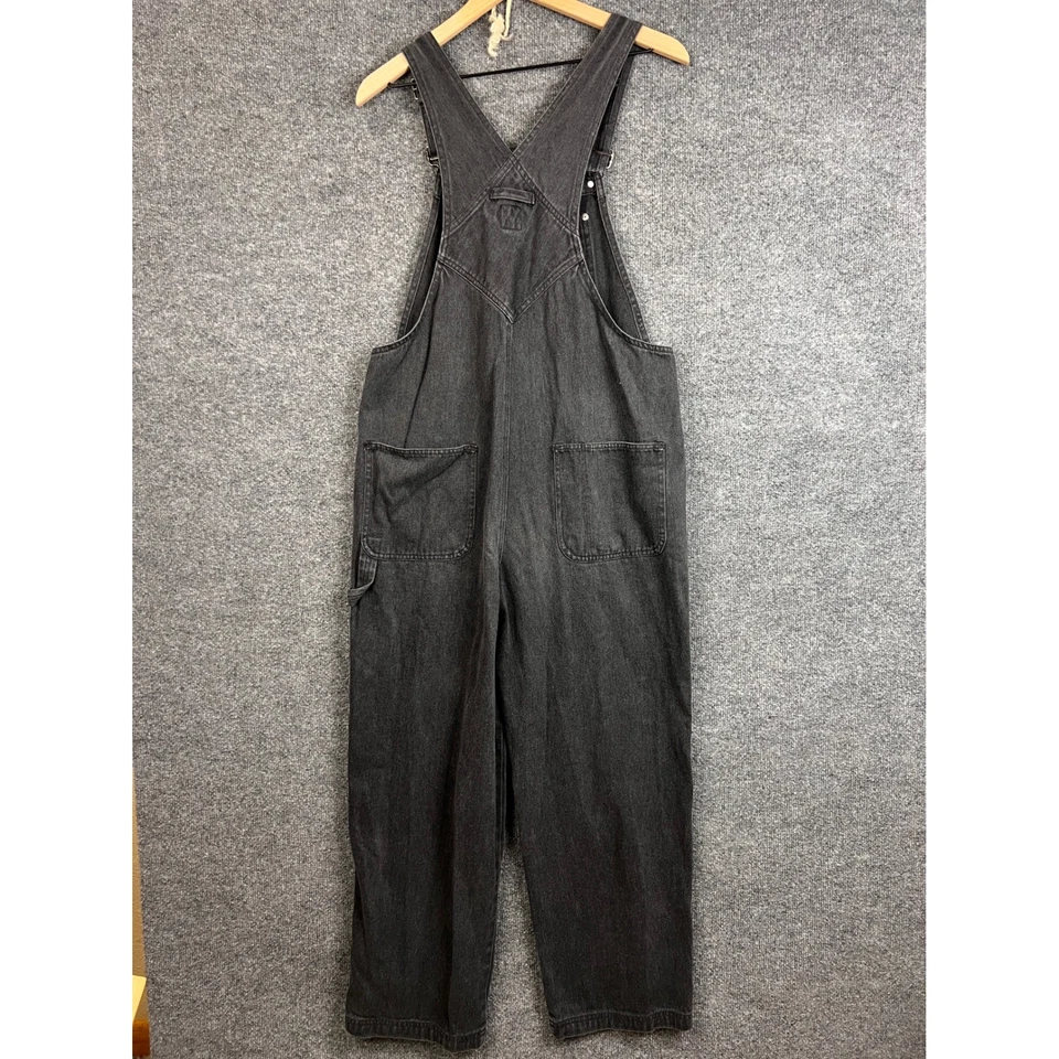 GAP Black Denim Overalls Womens Medium Adjustable Straps Pockets Casual - Image 2 of 4