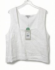 Rails White Solid Square Neck Sleeveless Pull...