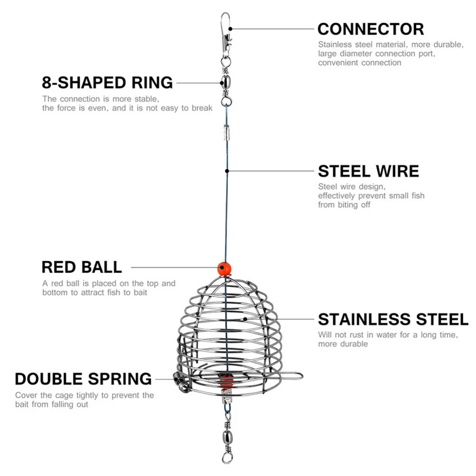 4pcs Fishing Bait Cage Lure Cage Bait Fishing Trap Basket Fishing Tackle - image 4 of 4