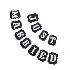 Wedding Party Decoration Just Married Banner Paper Bunting with Rope Black