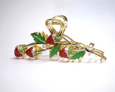 12 Pk Metal Strawberry and Pearl Claw Clip