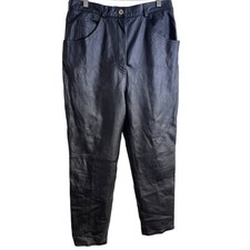 Vintage 100 Real Leather VENEZIA High Waist Straight Leg Pants MOTO SIZE 14/HO