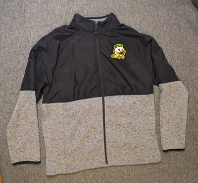 Oregon Ducks University Jacket Medium Fleece Sweatshirt Football Full Zip Grey