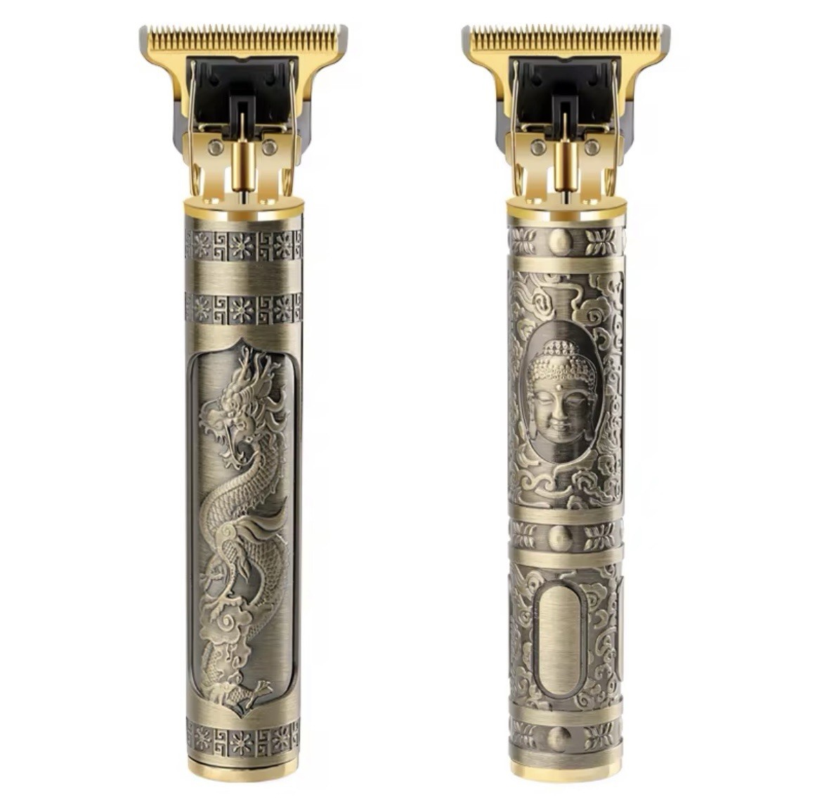 Gold Cordless Rechargeable T-Blade Hair Trimmer USB Charging, 4 Limit Combs