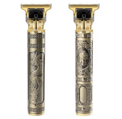 Gold Cordless Rechargeable T-Blade Hair Trimmer USB Charging, 4 Limit Combs