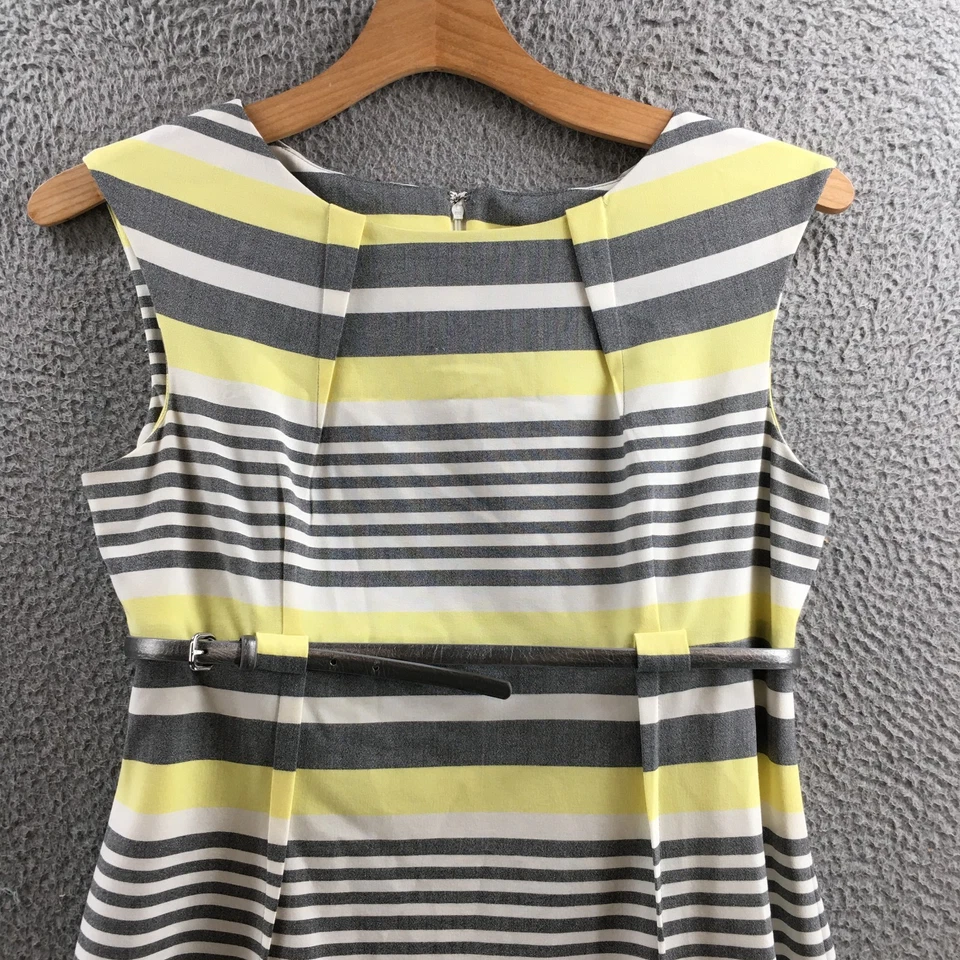 Vestido Calvin Klein para mujer 14 amarillo gris a rayas vaina hasta la rodilla Foto 3 de 4