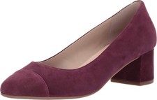 Cole Haan Women The Go-to Block Heel Pump 45 mm Winetasting Suede WP Size 5.5