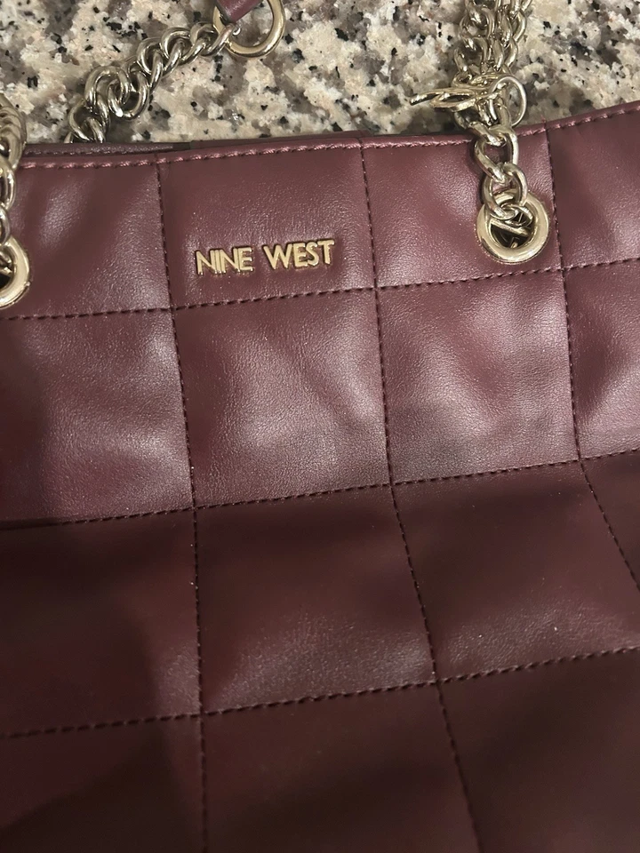 Bolso de Hombro Acolchado Nine West Cartera Beige Taupe Cadena Correa Bolso de Mano Foto 4 de 4