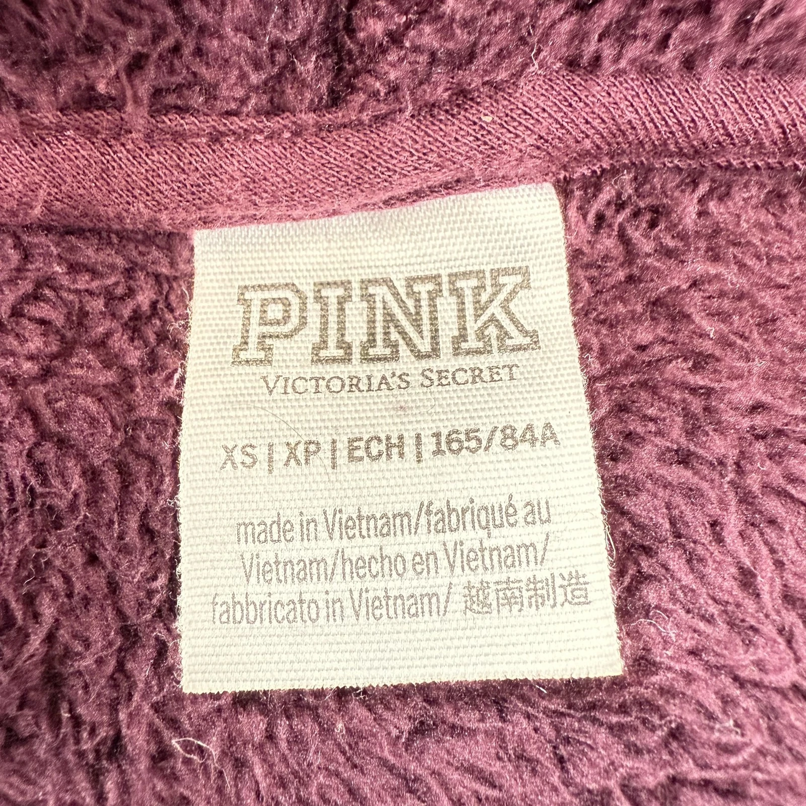 UNDERCOVER ROSA Victoria's Secret Pullover Donna XS Sherpa Pile Felpa con Cappuccio Tasca Canguro