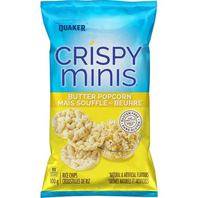 Quaker Crispy Minis Rice Chips Butter Popcorn, 100g/3.5 oz