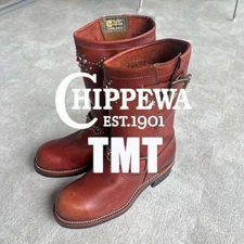 Chippewa TMT Engineer Boots 26cm Brown Studded Buckle Excellent