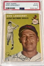 1954 TOPPS DON LENHARDT #157 - PSA 2 - Good Condition Green MLB Vintage Baseball