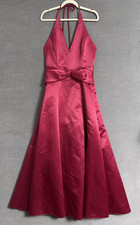 Vintage Jessica McClintock Gunne Sax Dress 11 Red Satin Halter Prom Gown USA 90s